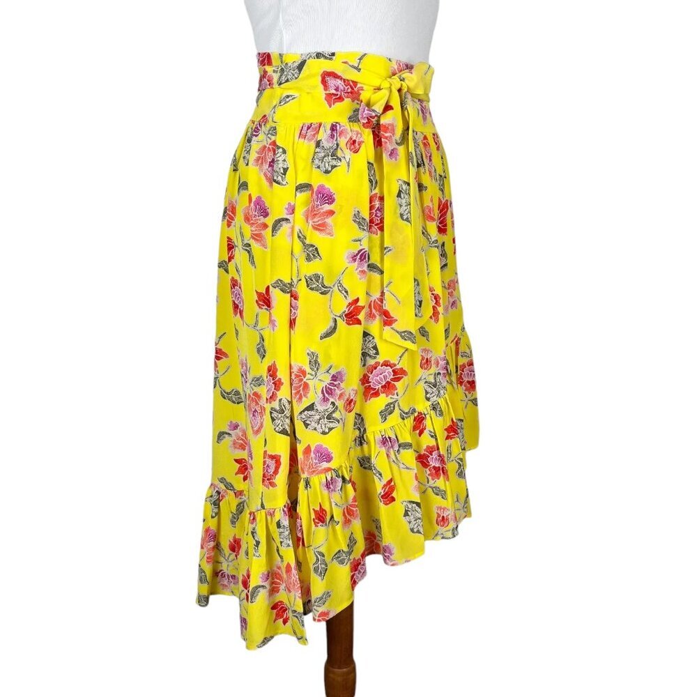 Joie Floral Print Midi Hi Lo Ruffle Skirt Womens XS / 2 - Picture 2 of 12